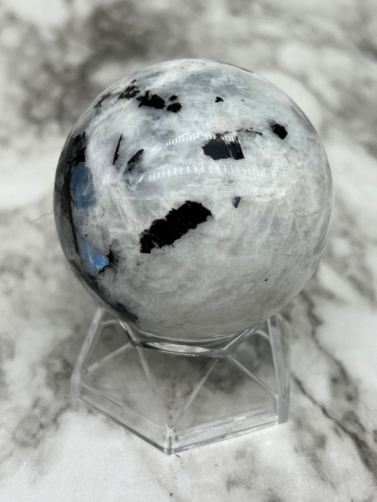 Rainbow / Blue Flash Moonstone Sphere