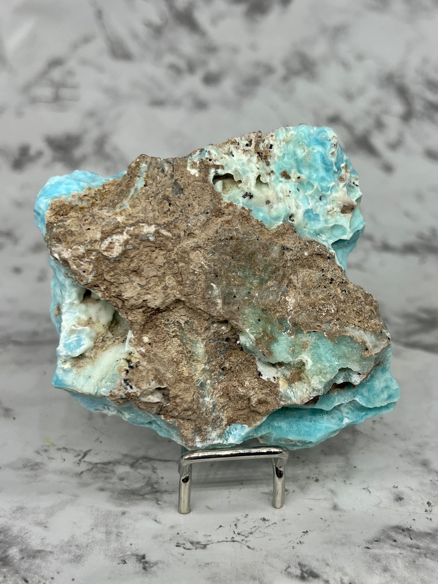 Blue Aragonite Specimen with Druzy Small Pockets