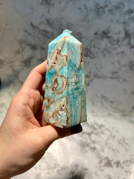 Blue Aragonite & Smithsonite Tower