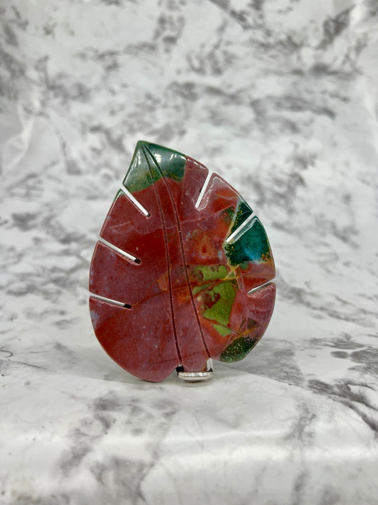 Ocean Jasper Leaf Carving