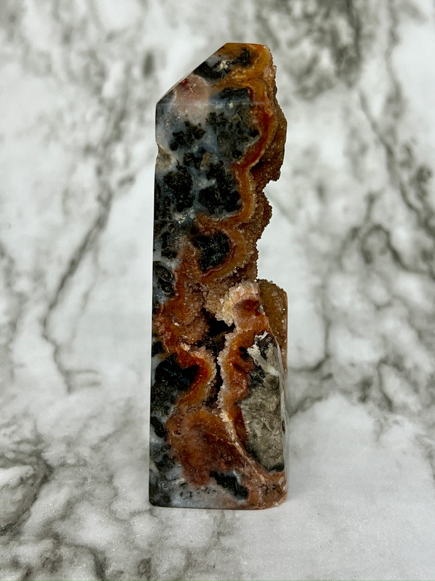 Red Druzy Sphalerite & Quartz Tower