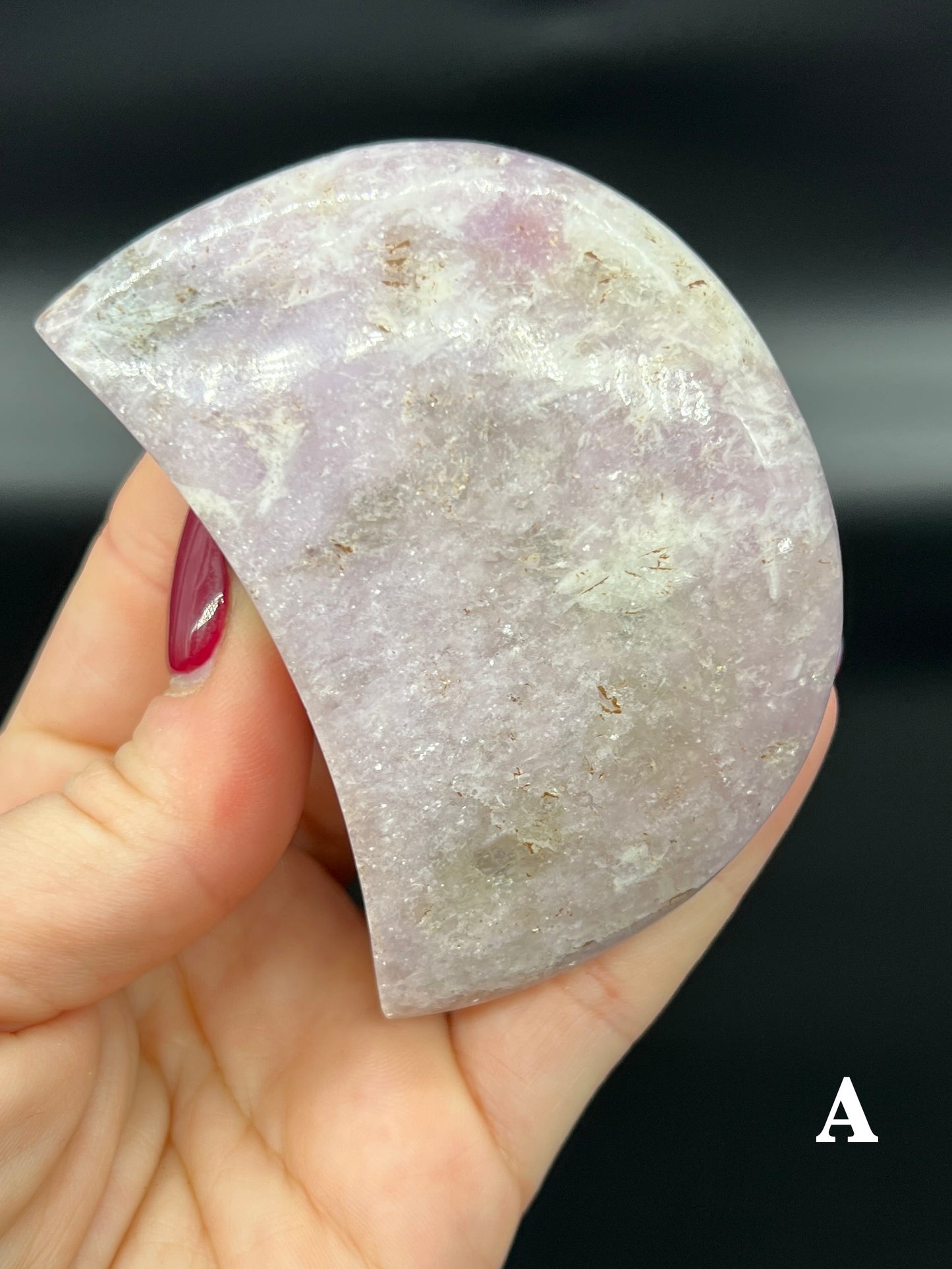 Lepidolite Moon Carving