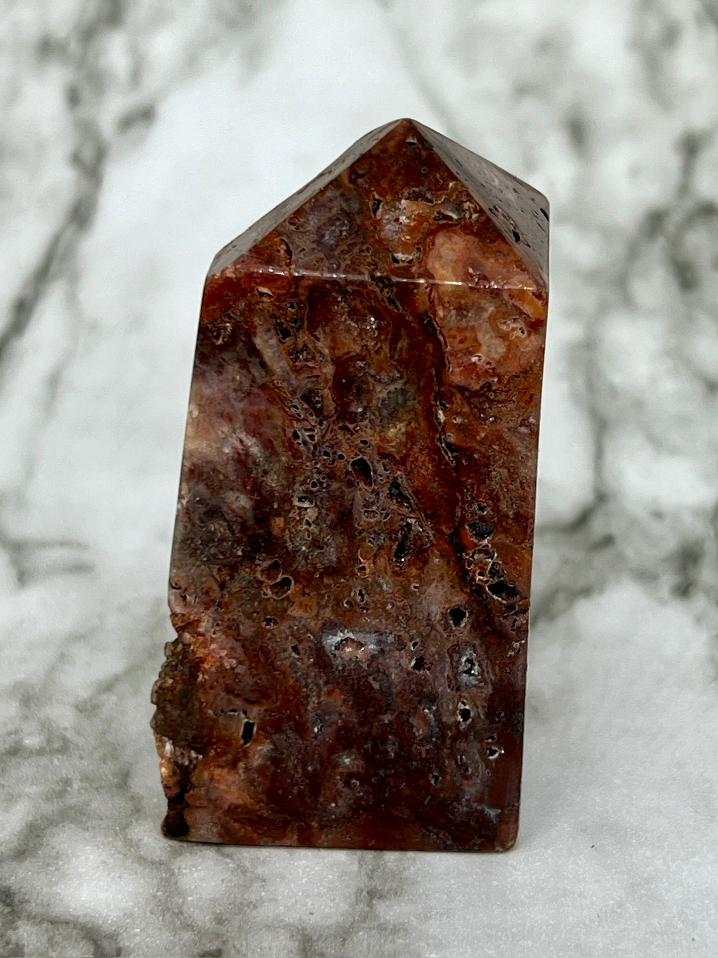 Red Druzy Sphalerite & Quartz Tower