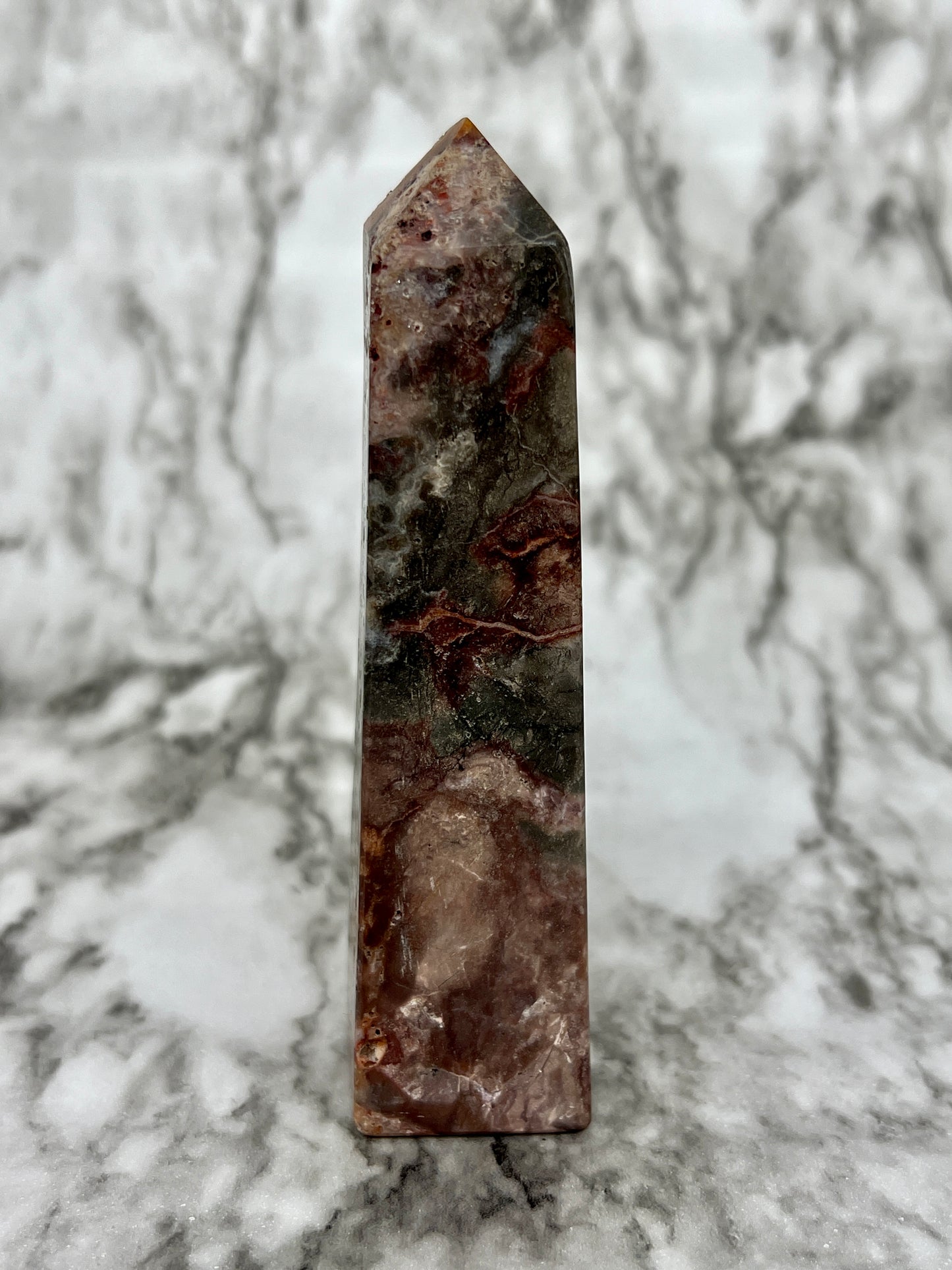 Red Druzy Sphalerite & Quartz Tower