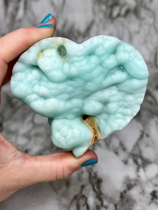 Blue Aragonite & Smithsonite Specimen Heart