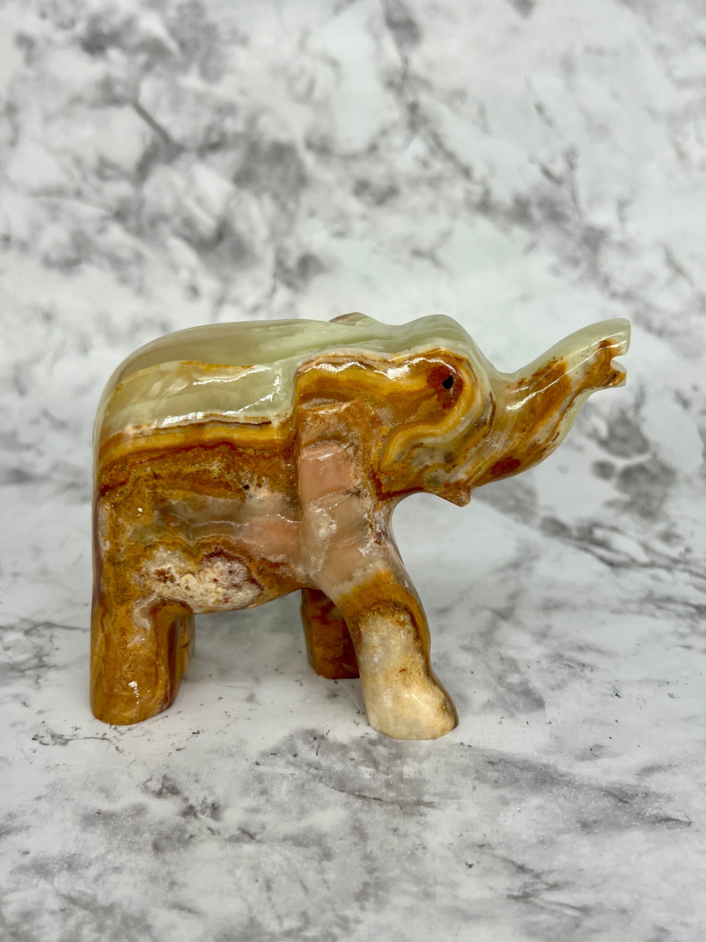 Green Onyx Elephant Carving