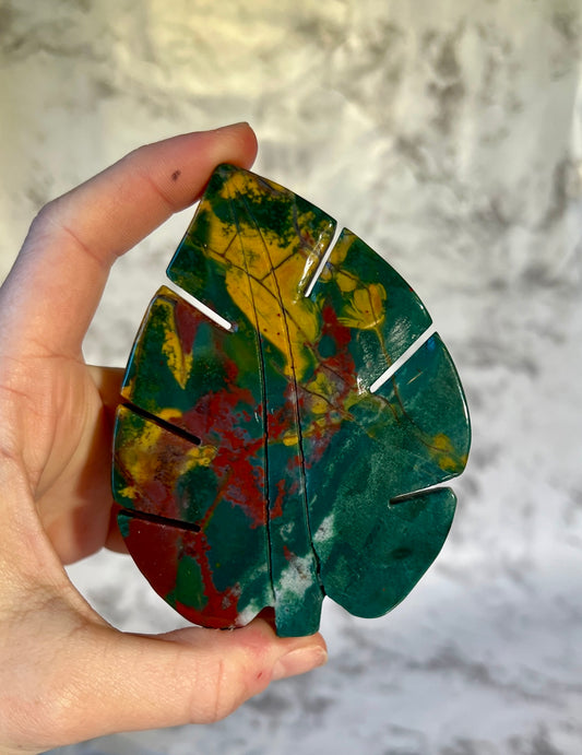 Ocean Jasper Leaf Carving