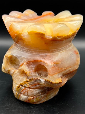 Peach Onyx Skull Carving
