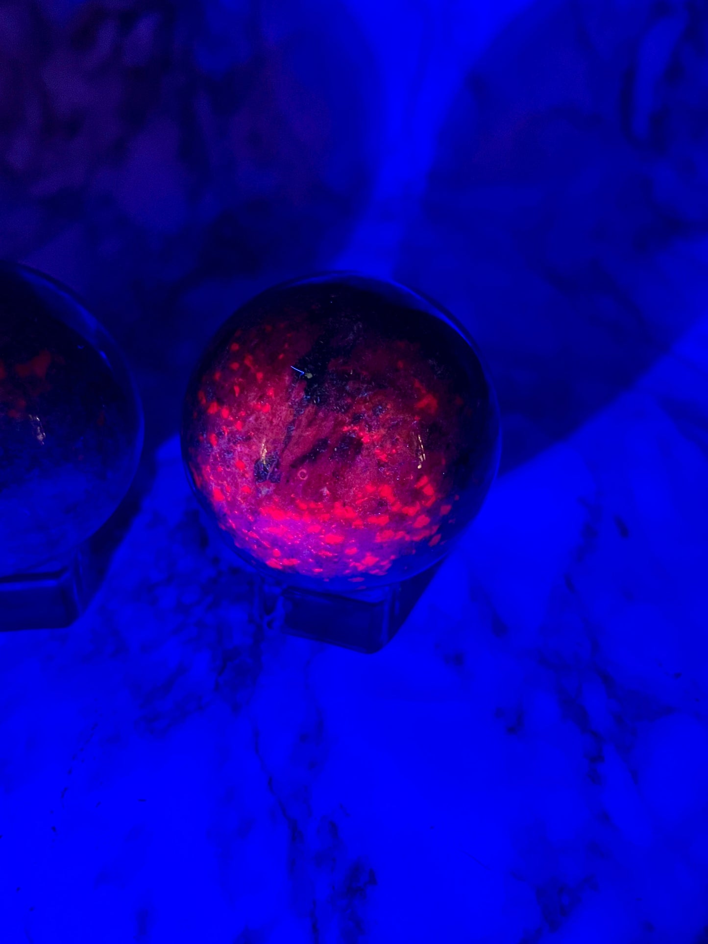 UV-Reactive Ruby Fuchsite Sphere