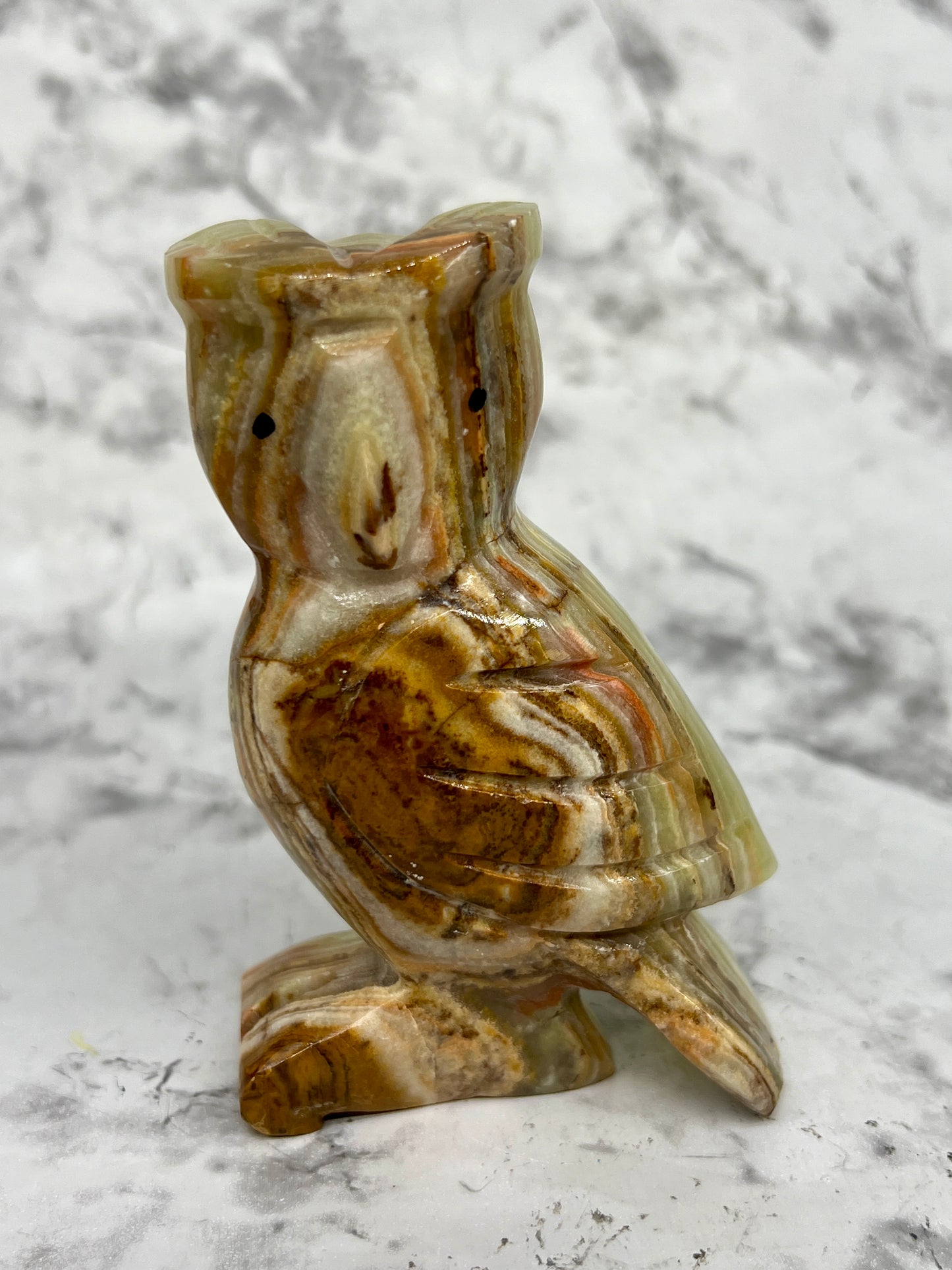 Green Onyx Owl Carving