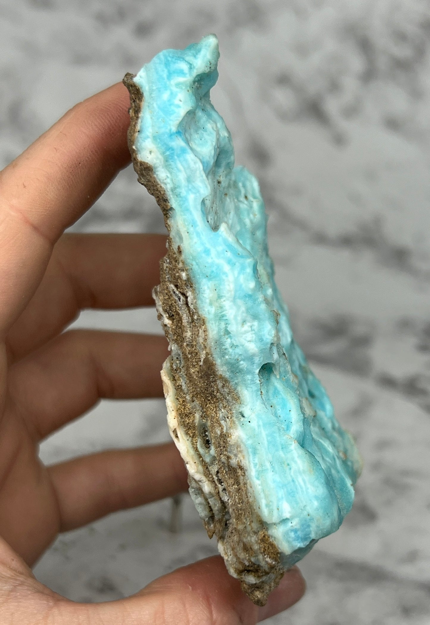 Blue Aragonite Specimen with a Druzy Cave