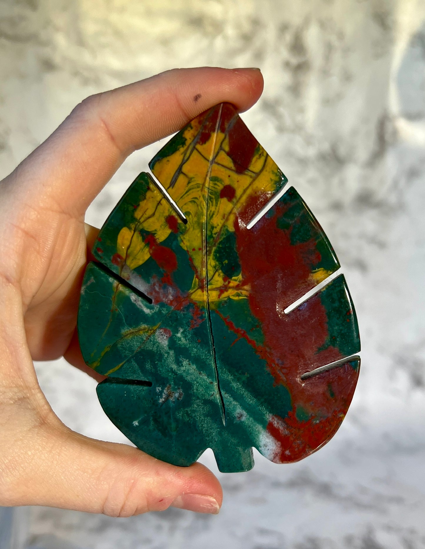 Ocean Jasper Leaf Carving