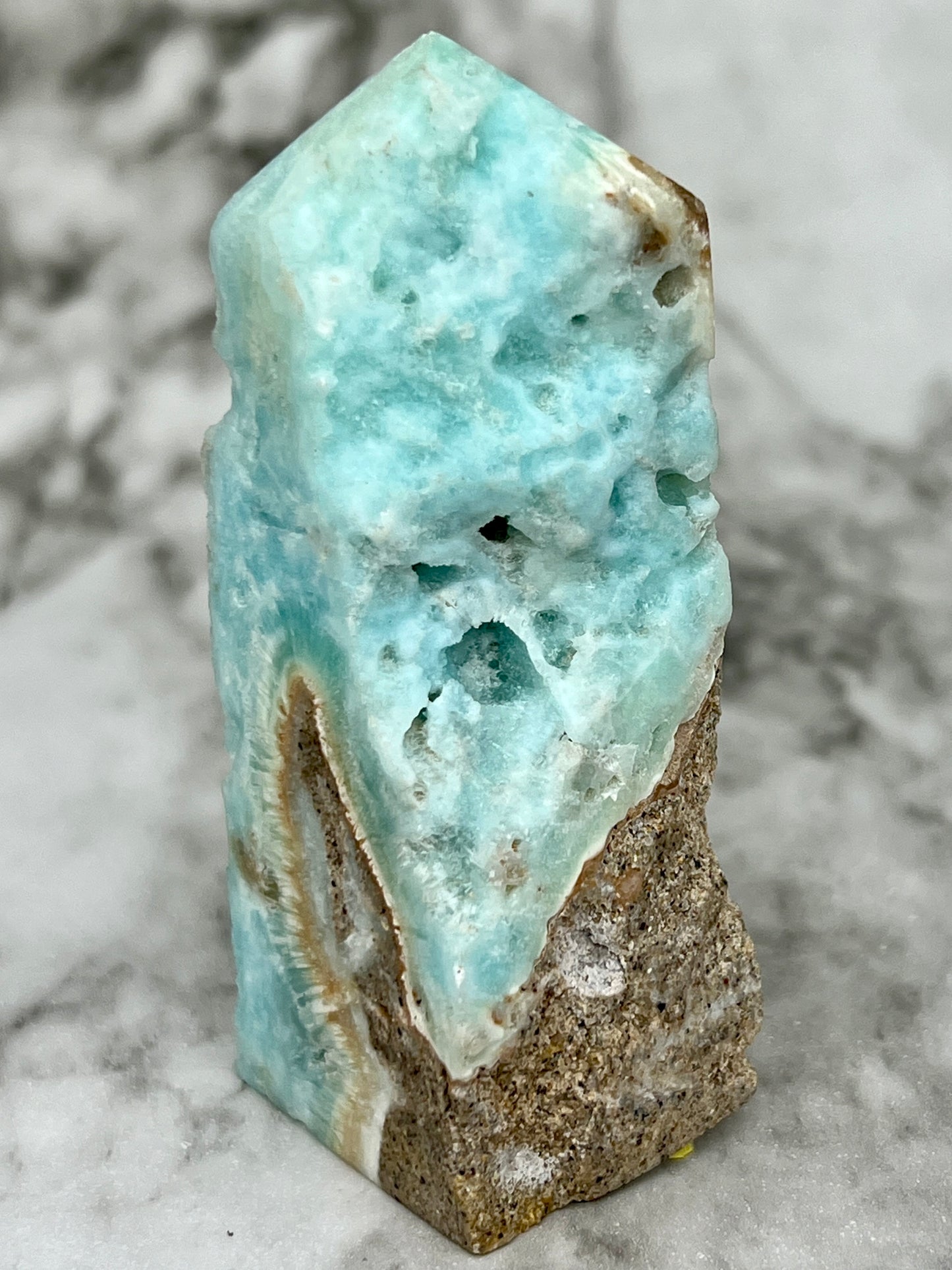 Blue Aragonite Specimen Tower