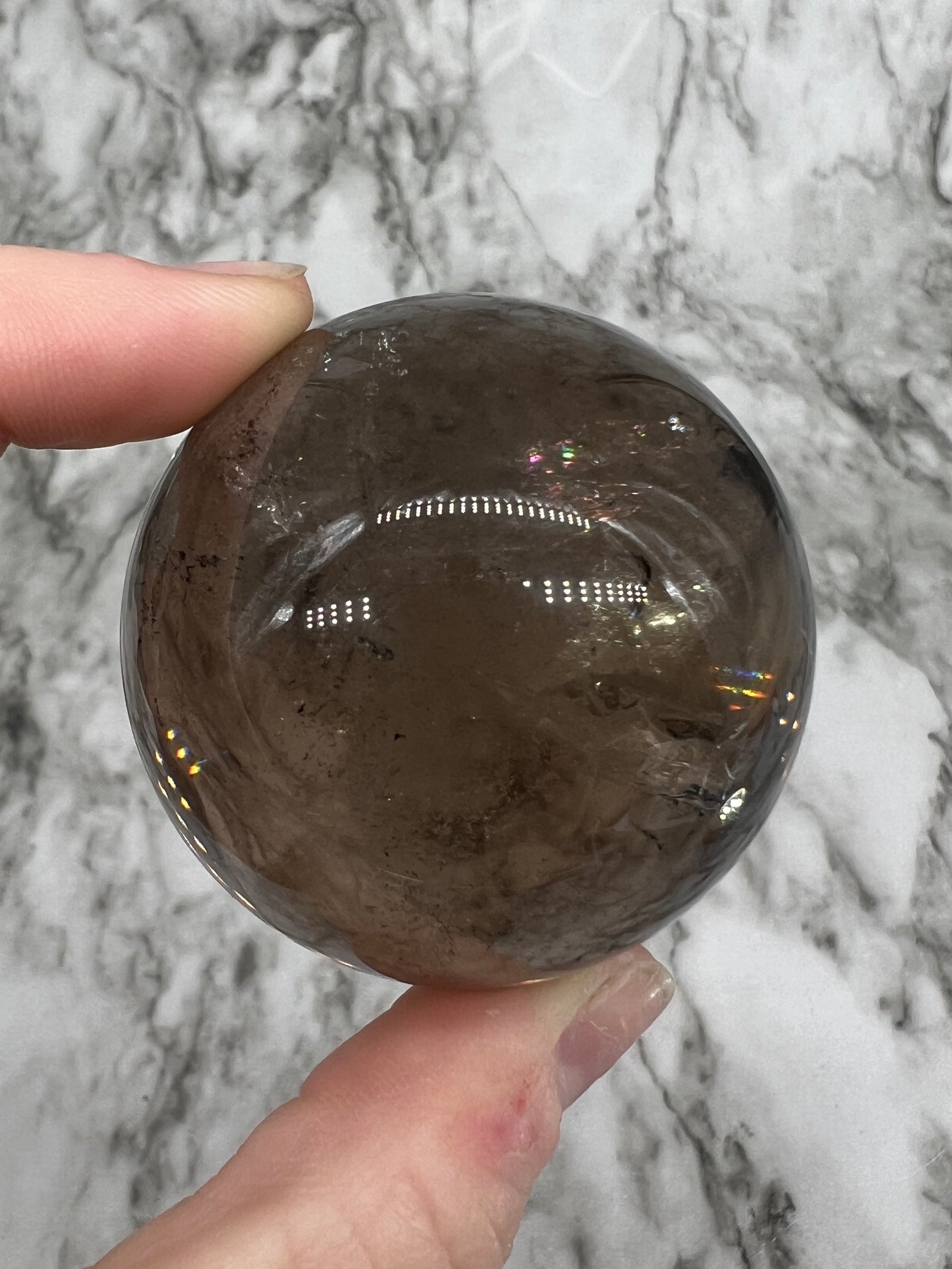 Smokey Quartz Sphere 🌈 Rainbow Inclusions