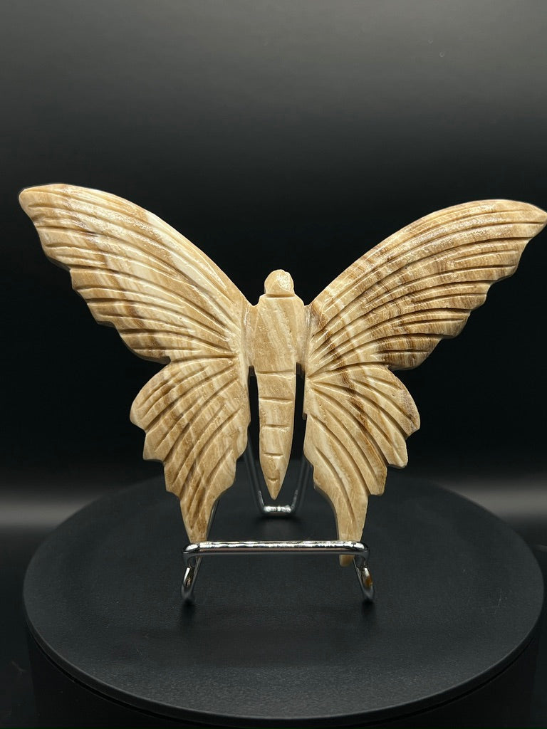 Chocolate Calcite Butterfly Carving