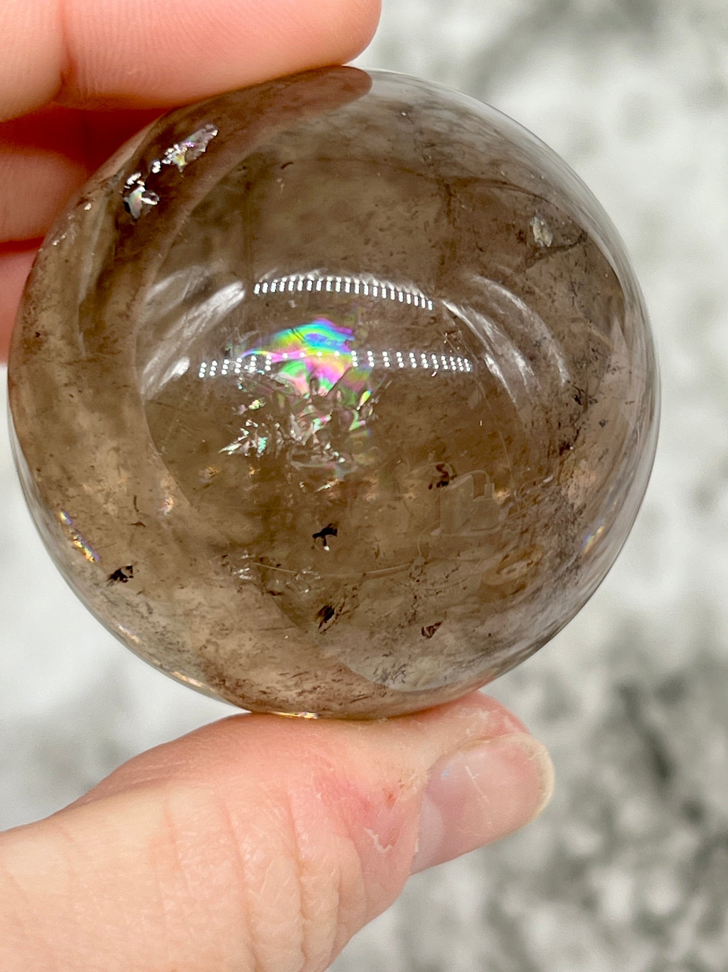 Smokey Quartz Sphere 🌈 Rainbow Inclusions