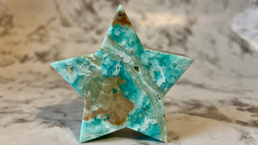 Blue Aragonite Star Carving