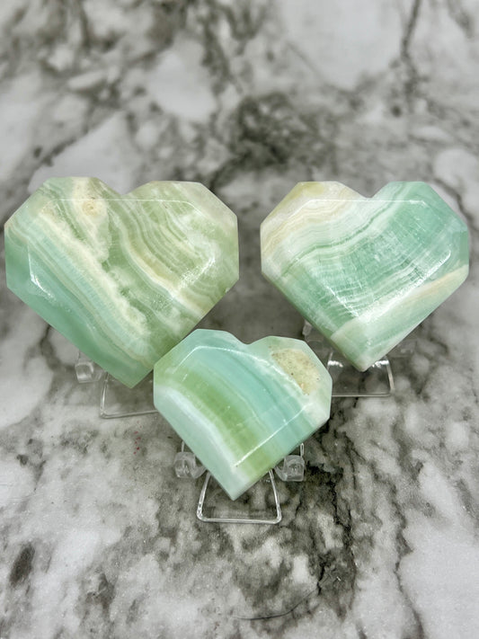 Aqua Caribbean Faceted Calcite Heart