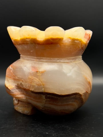 Peach Onyx Skull Carving