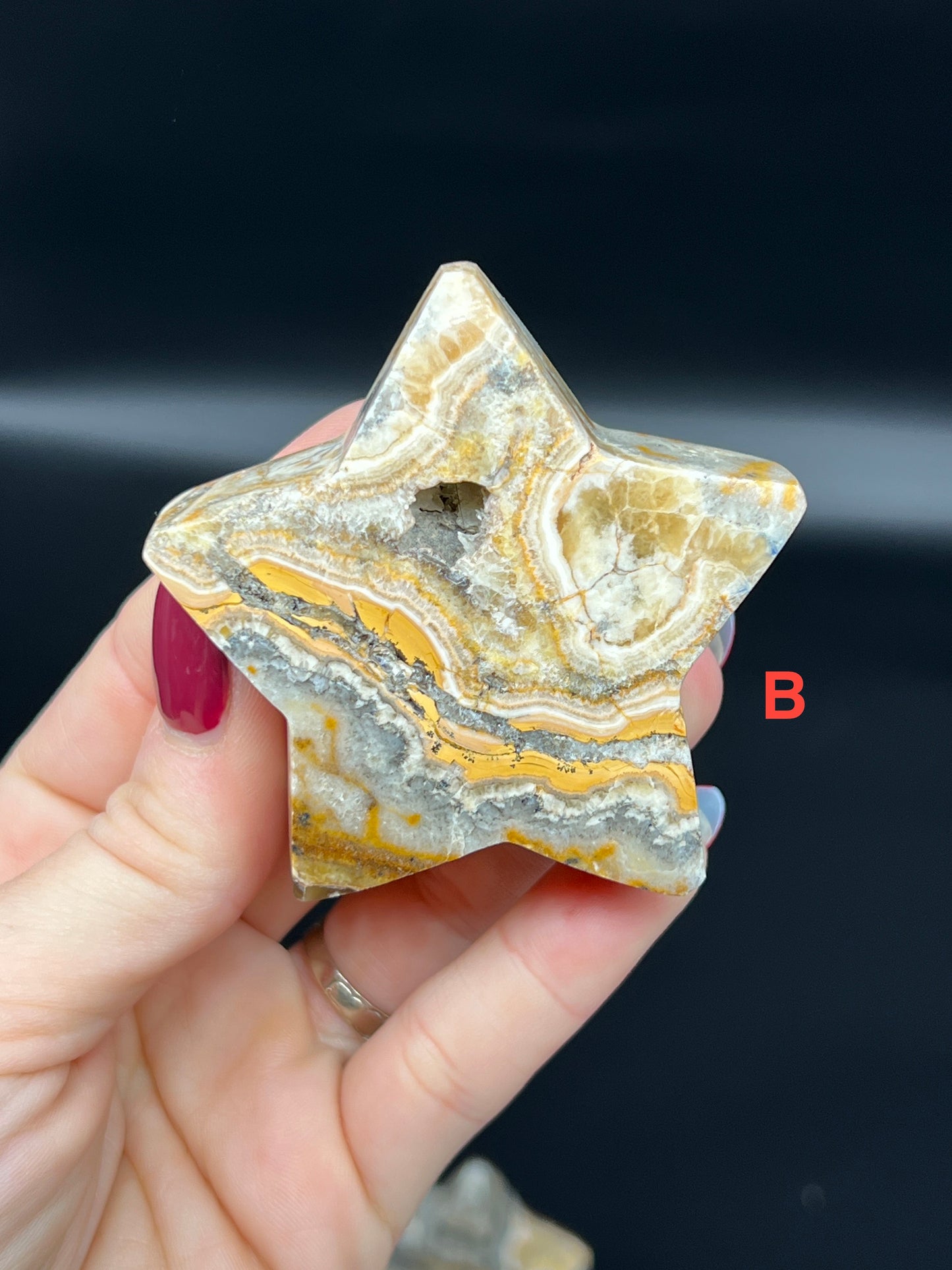 Bumblebee Calcite Star Carving