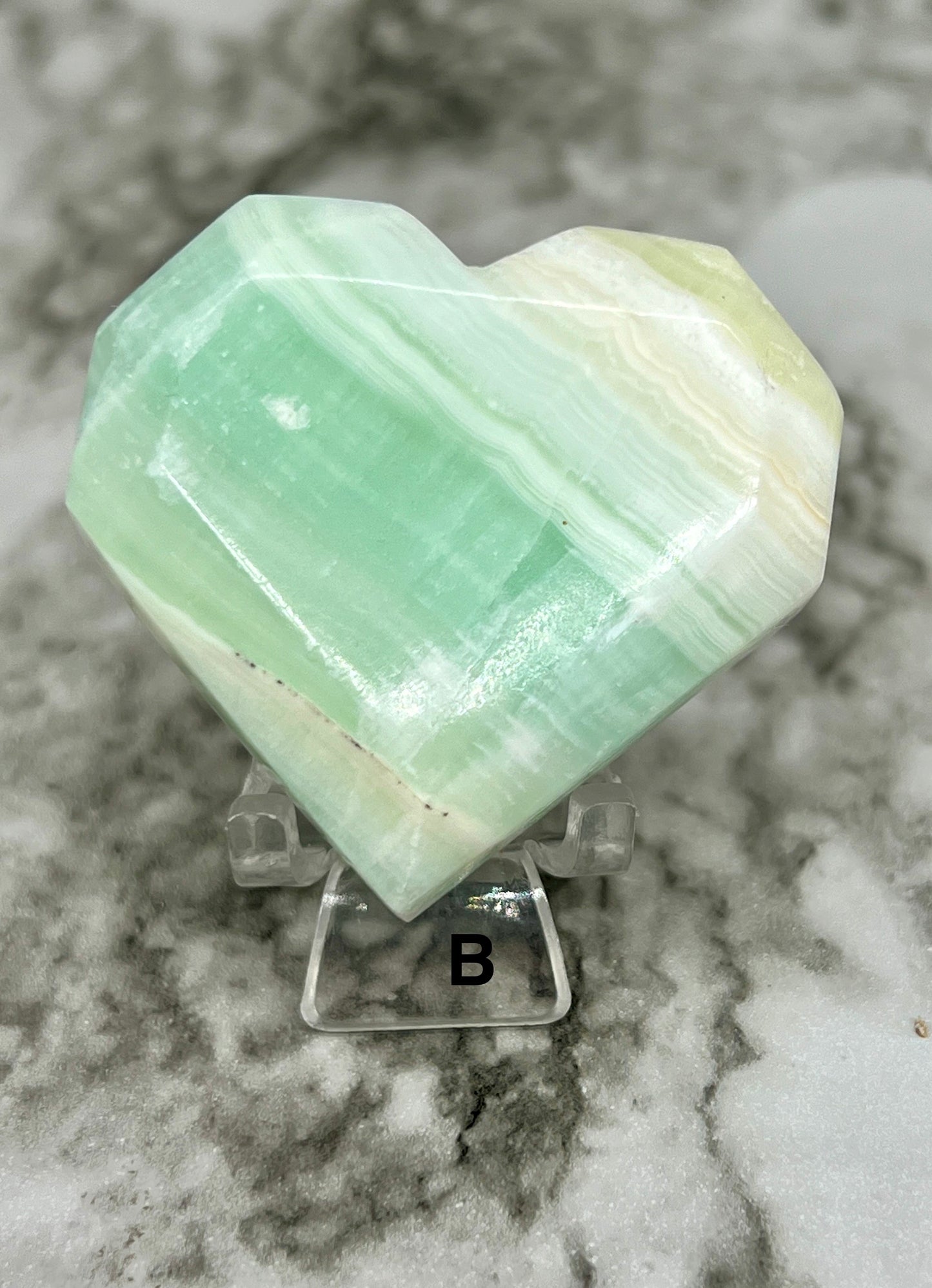 Aqua Caribbean Faceted Calcite Heart