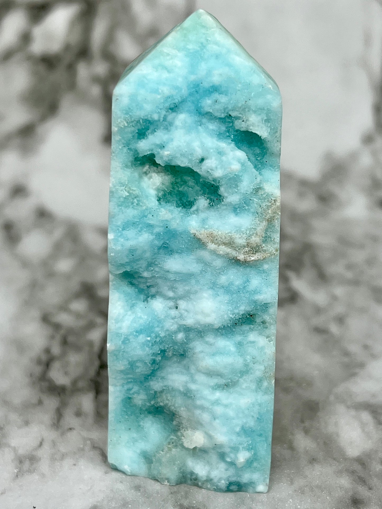 Blue Aragonite Specimen Tower