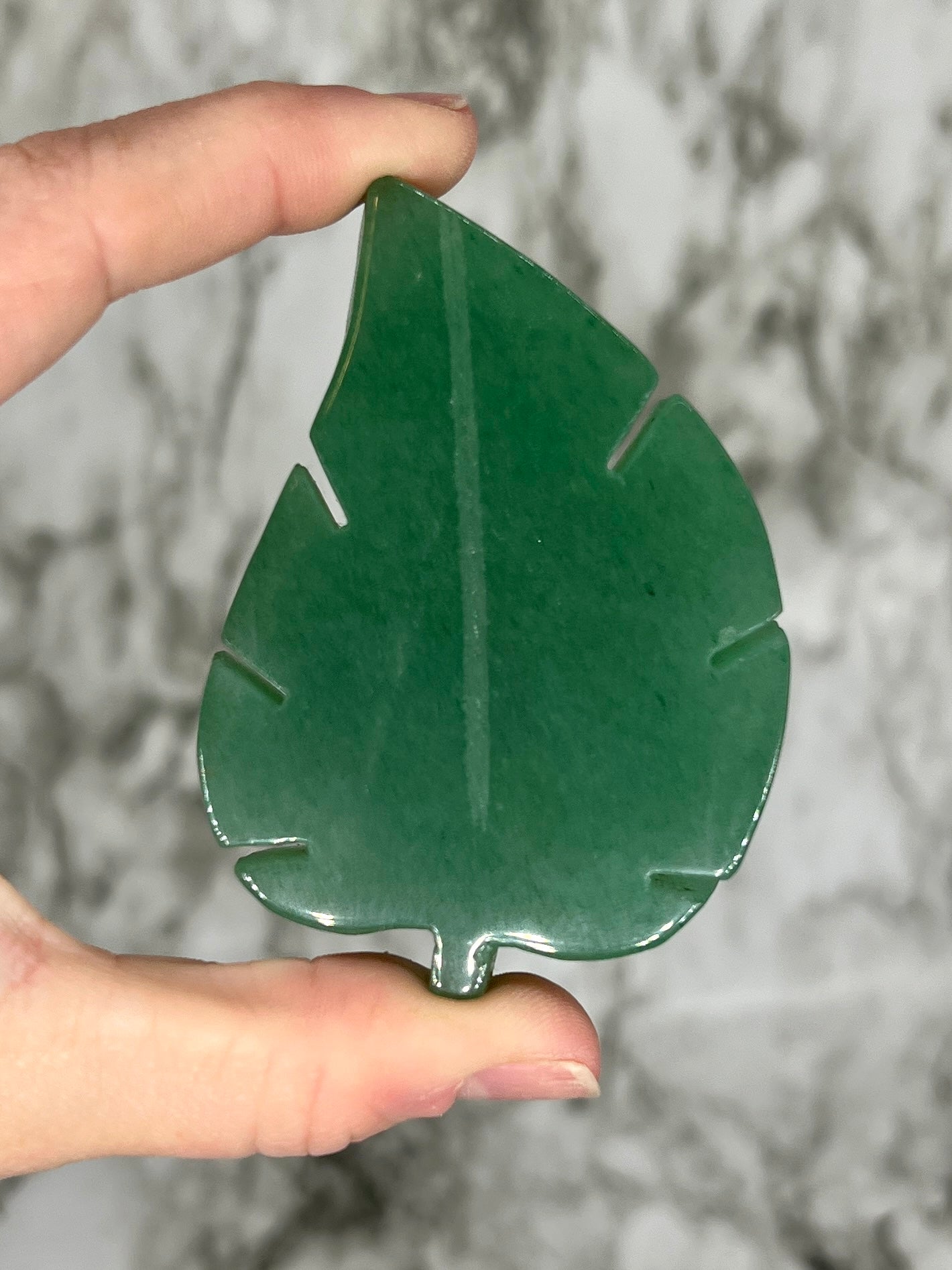 Green Aventurine Monstera Leaf Carving