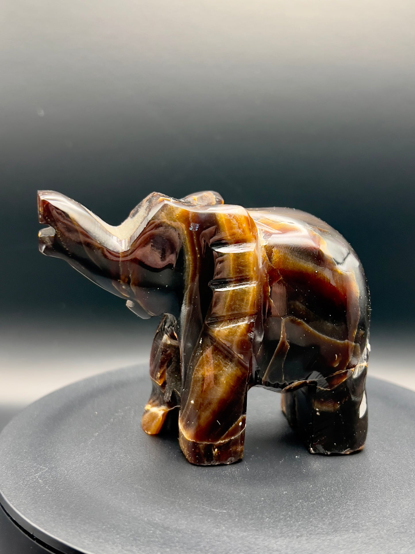Chocolate Calcite Elephant Carving