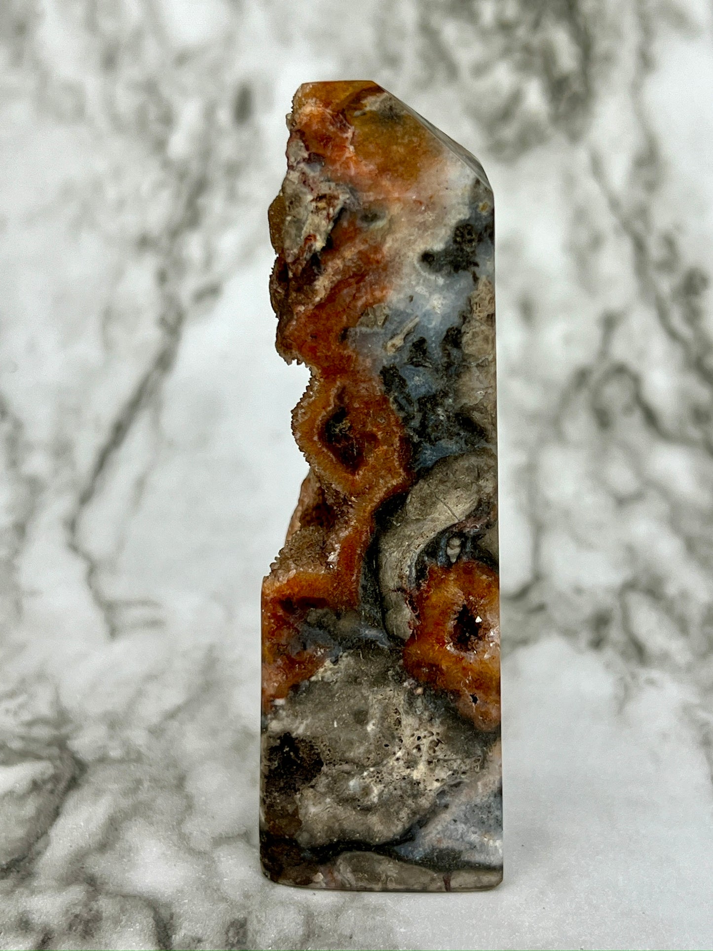 Red Druzy Sphalerite & Quartz Tower