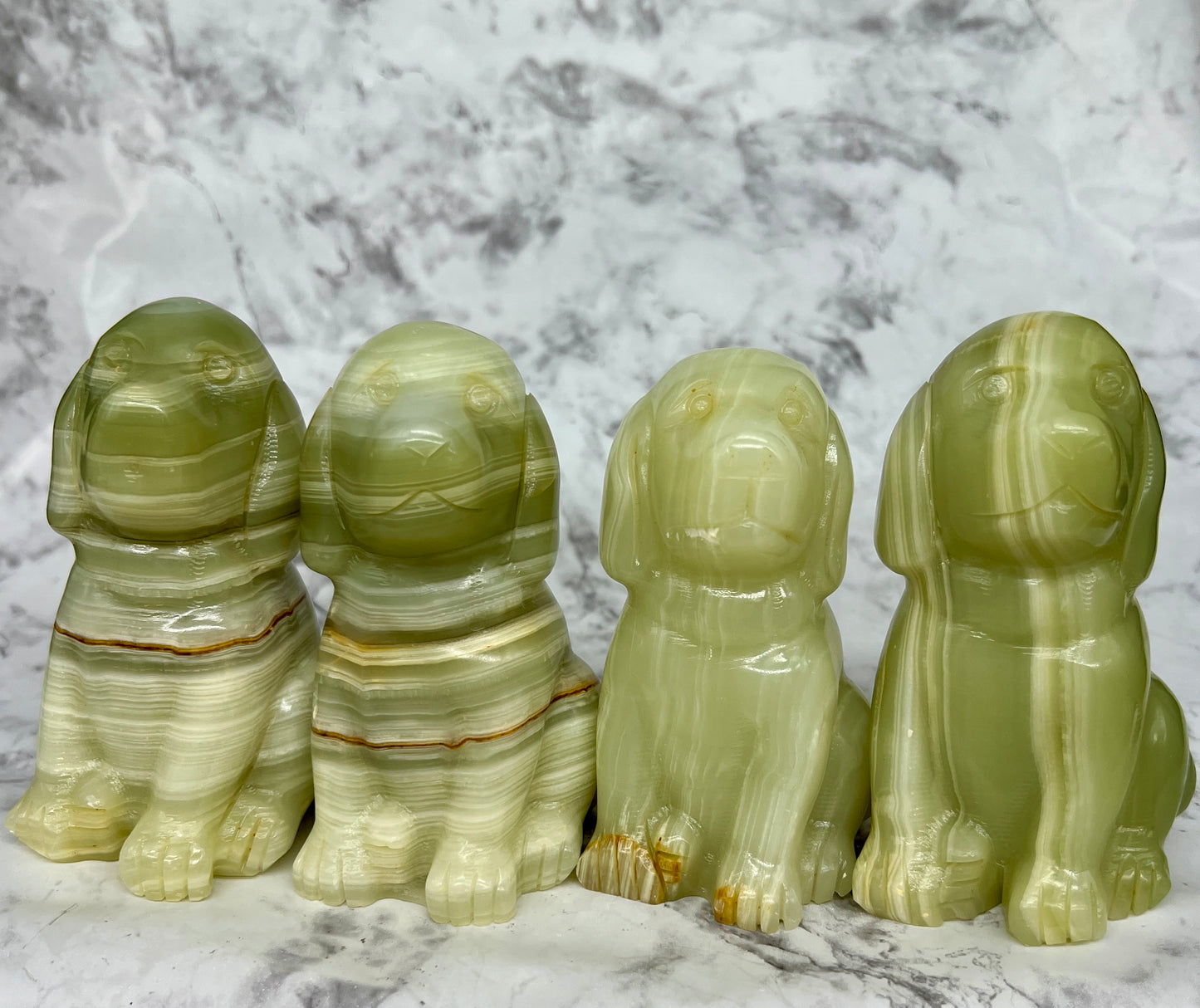 Green Onyx Dog Carving