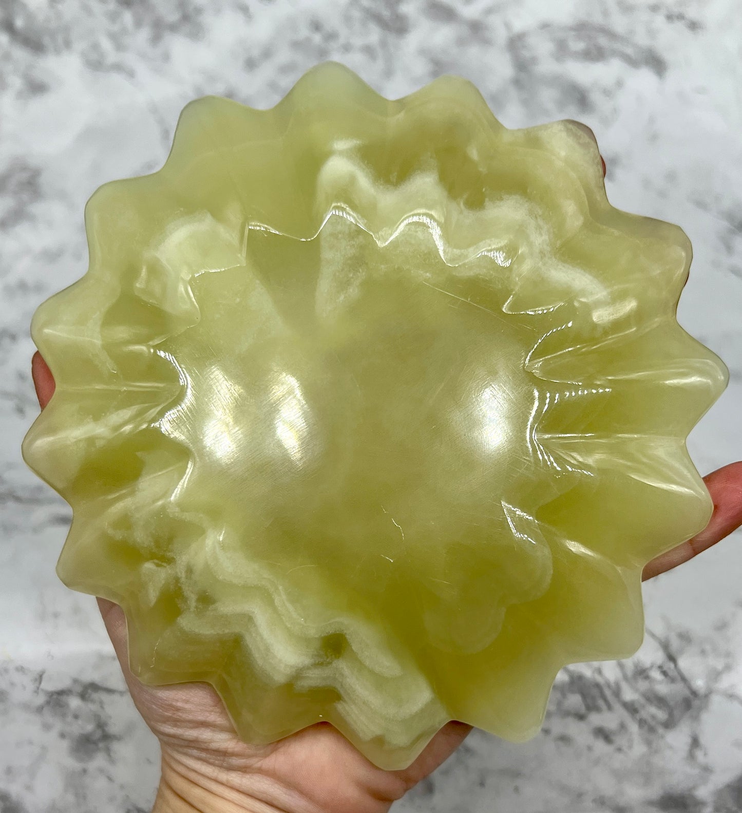 Large Onyx Sunflower Bowl / Carving