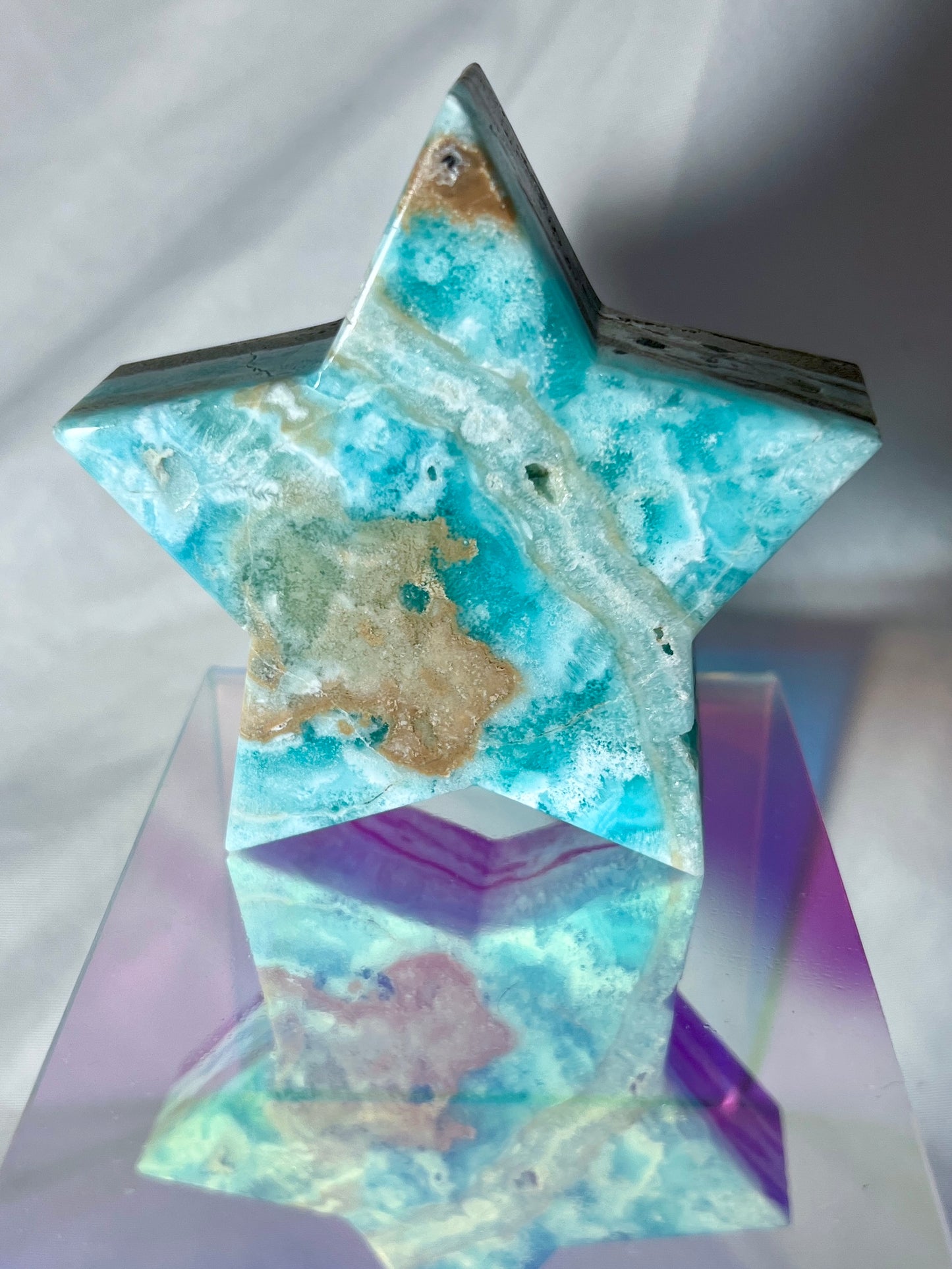 Blue Aragonite Star Carving