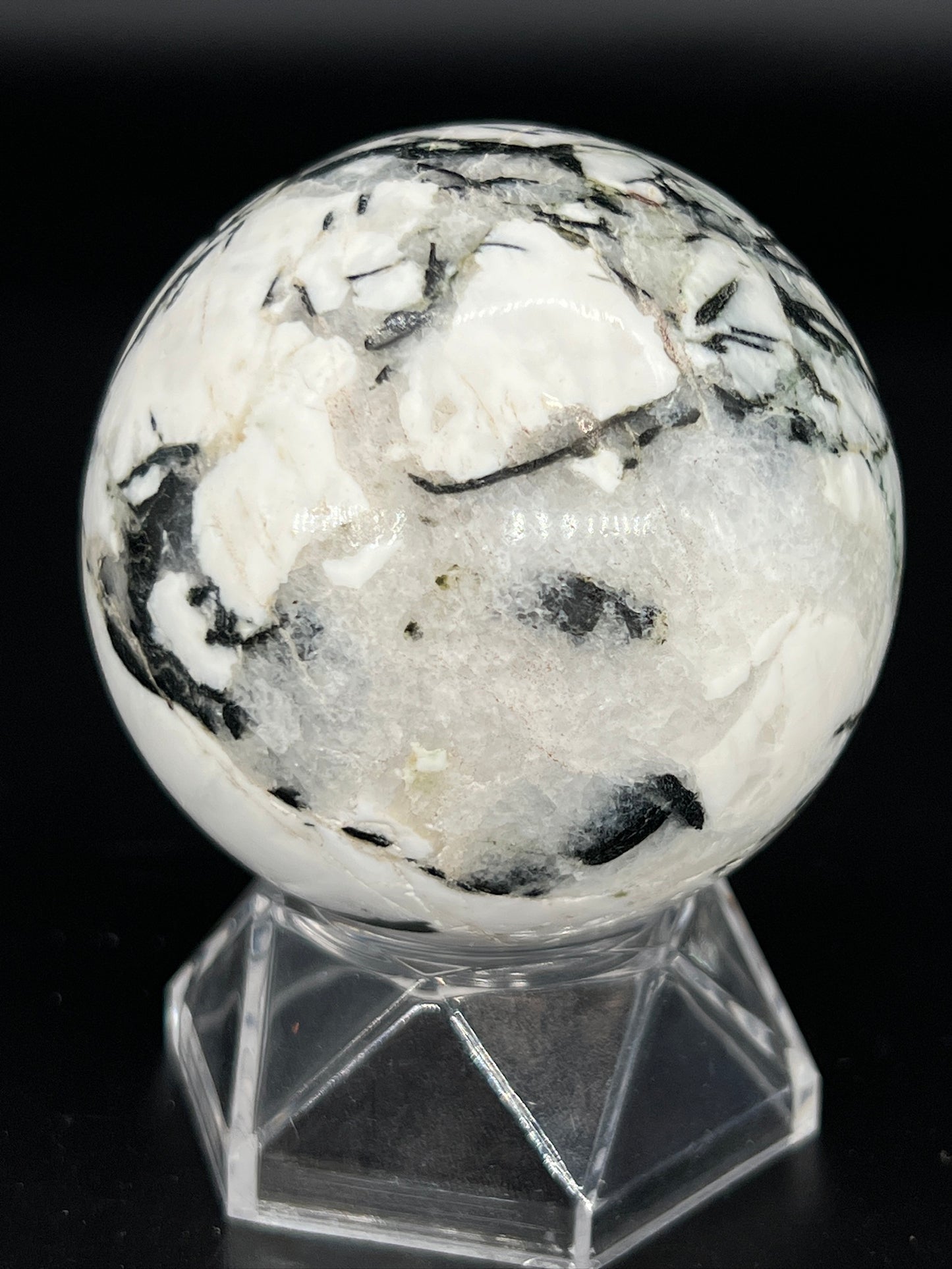 Black Tourmaline with Albite Sphere