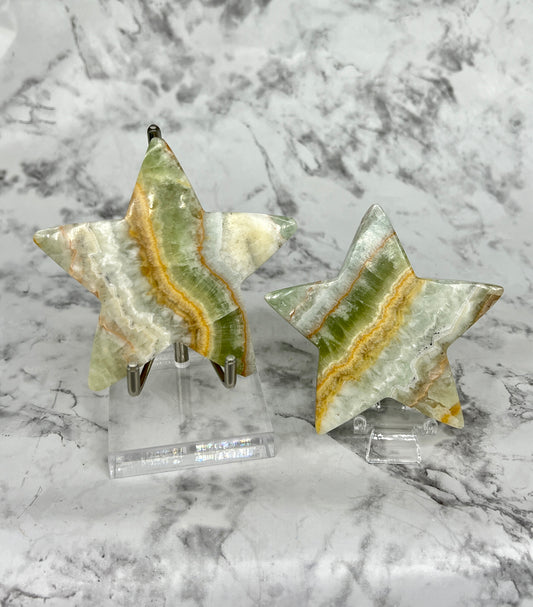 Green Calcite Star Carving