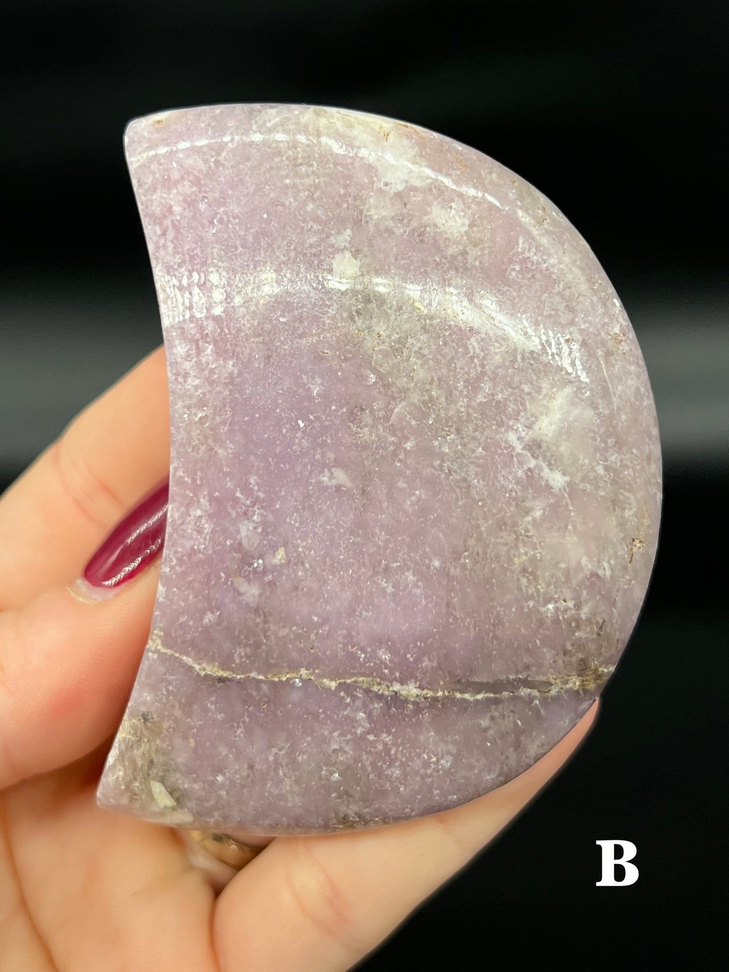 Lepidolite Moon Carving