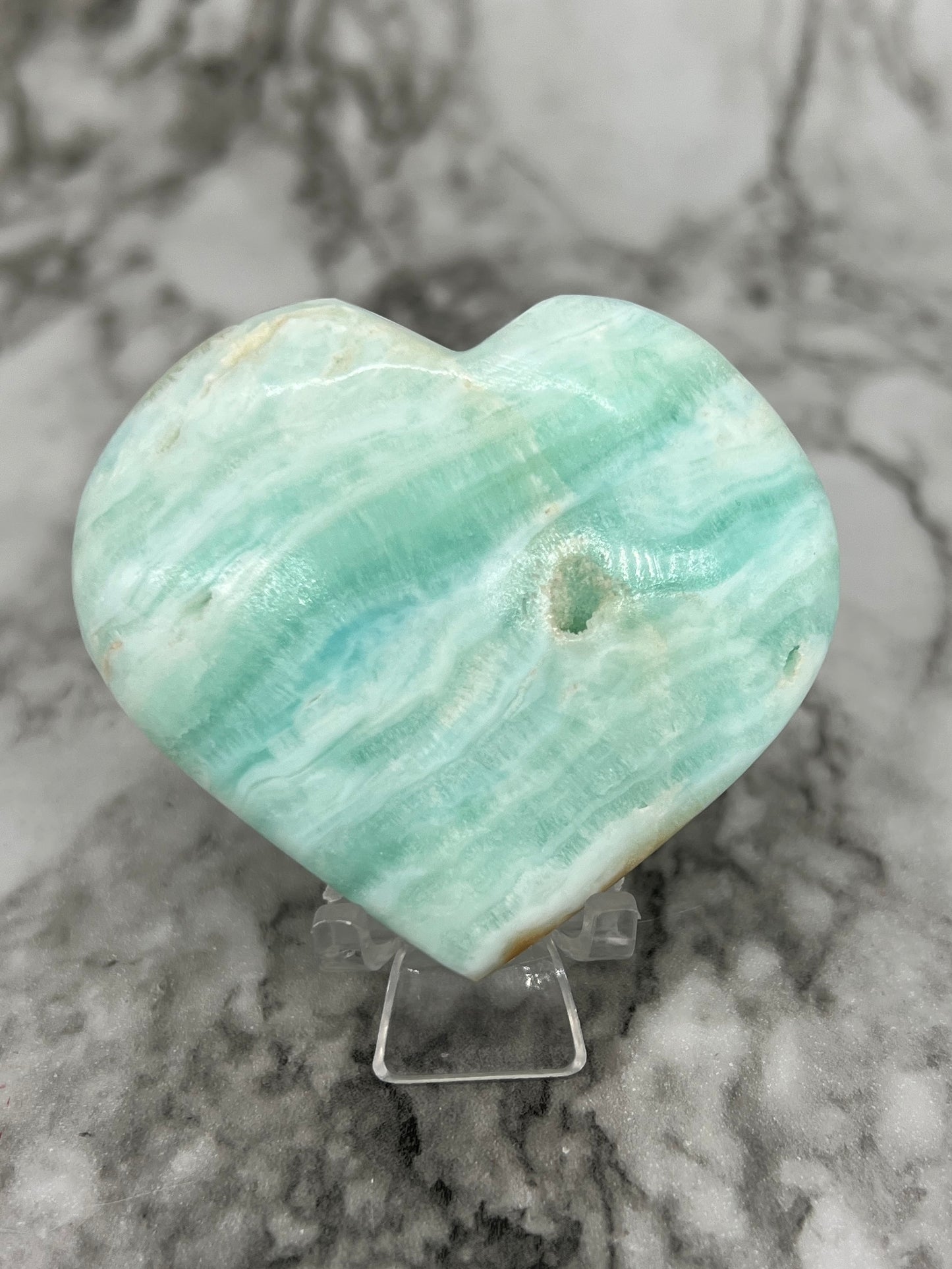 Aqua Caribbean Calcite Heart