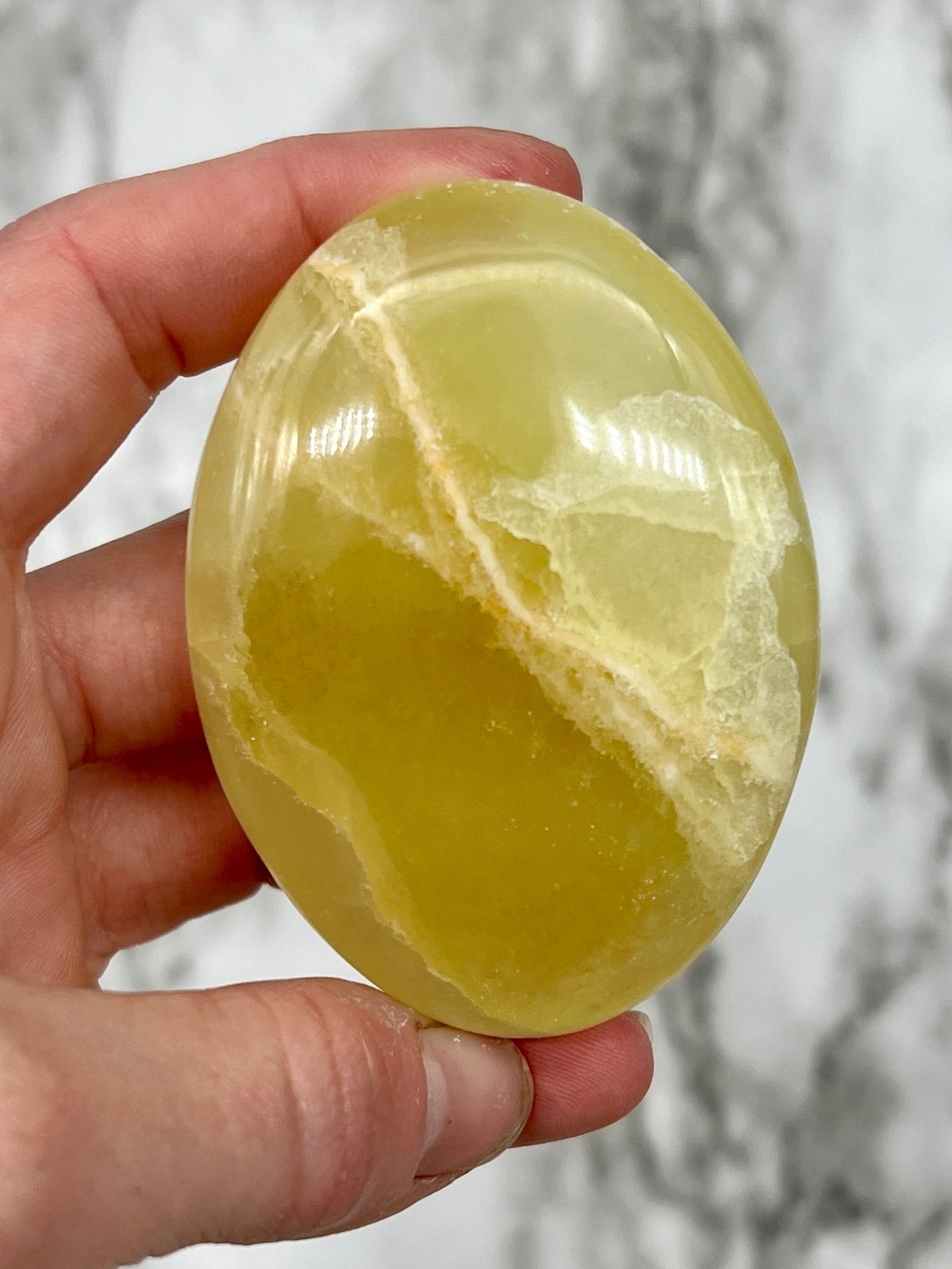 Lemon Calcite Palm Stone