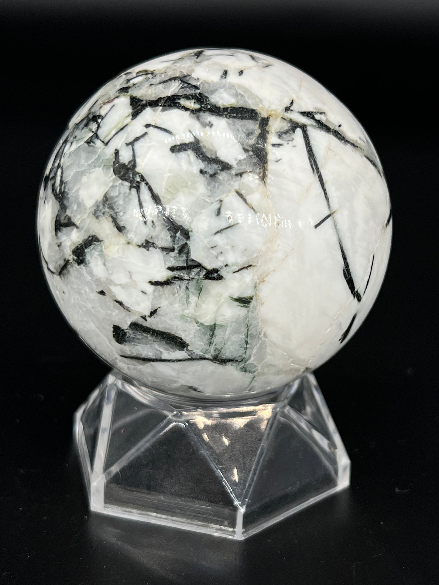 Black Tourmaline with Albite Sphere