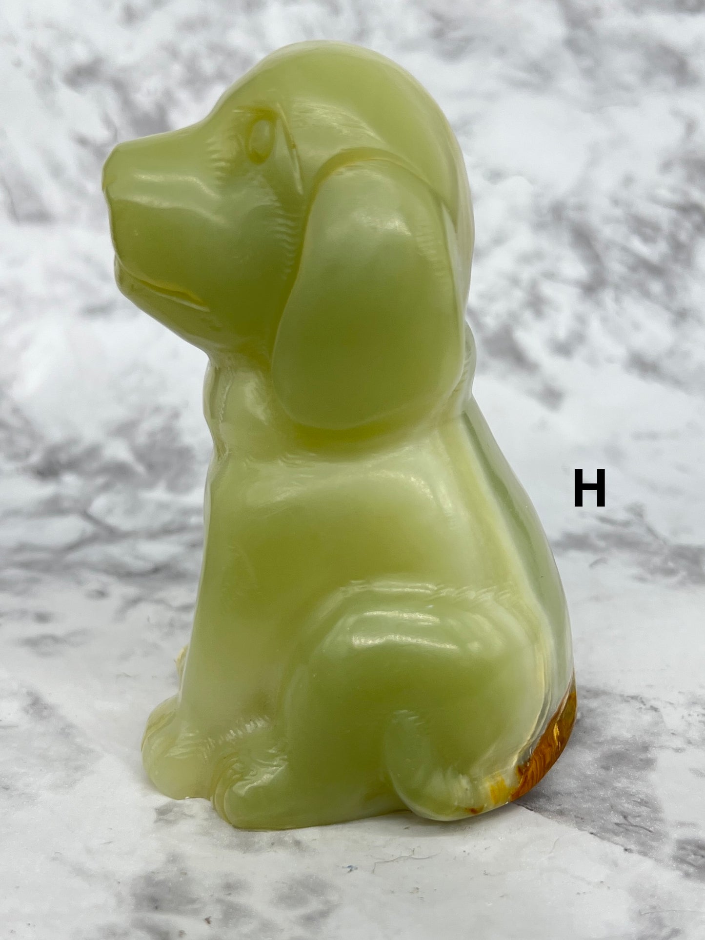 Green Onyx Dog Carving