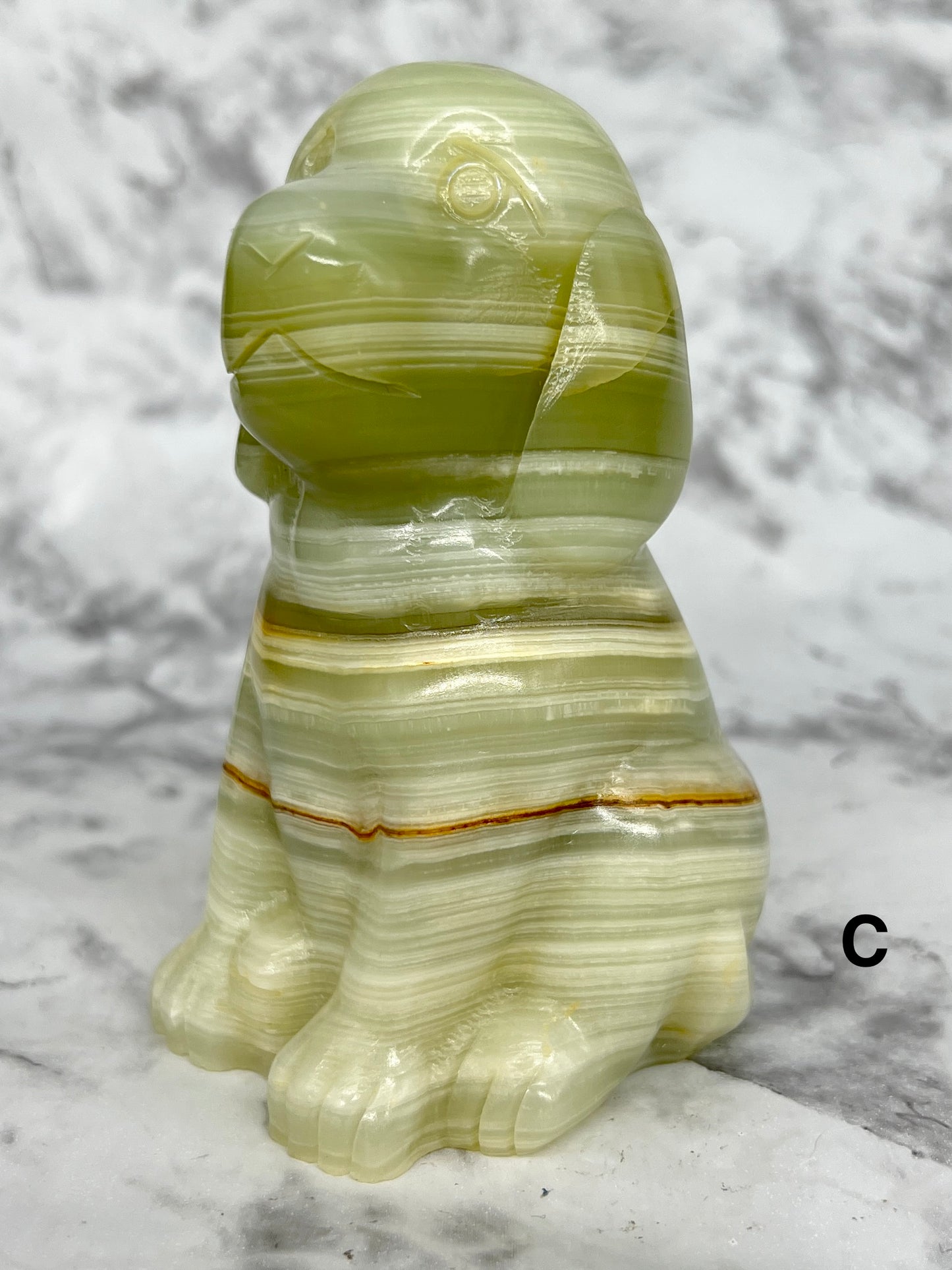 Green Onyx Dog Carving