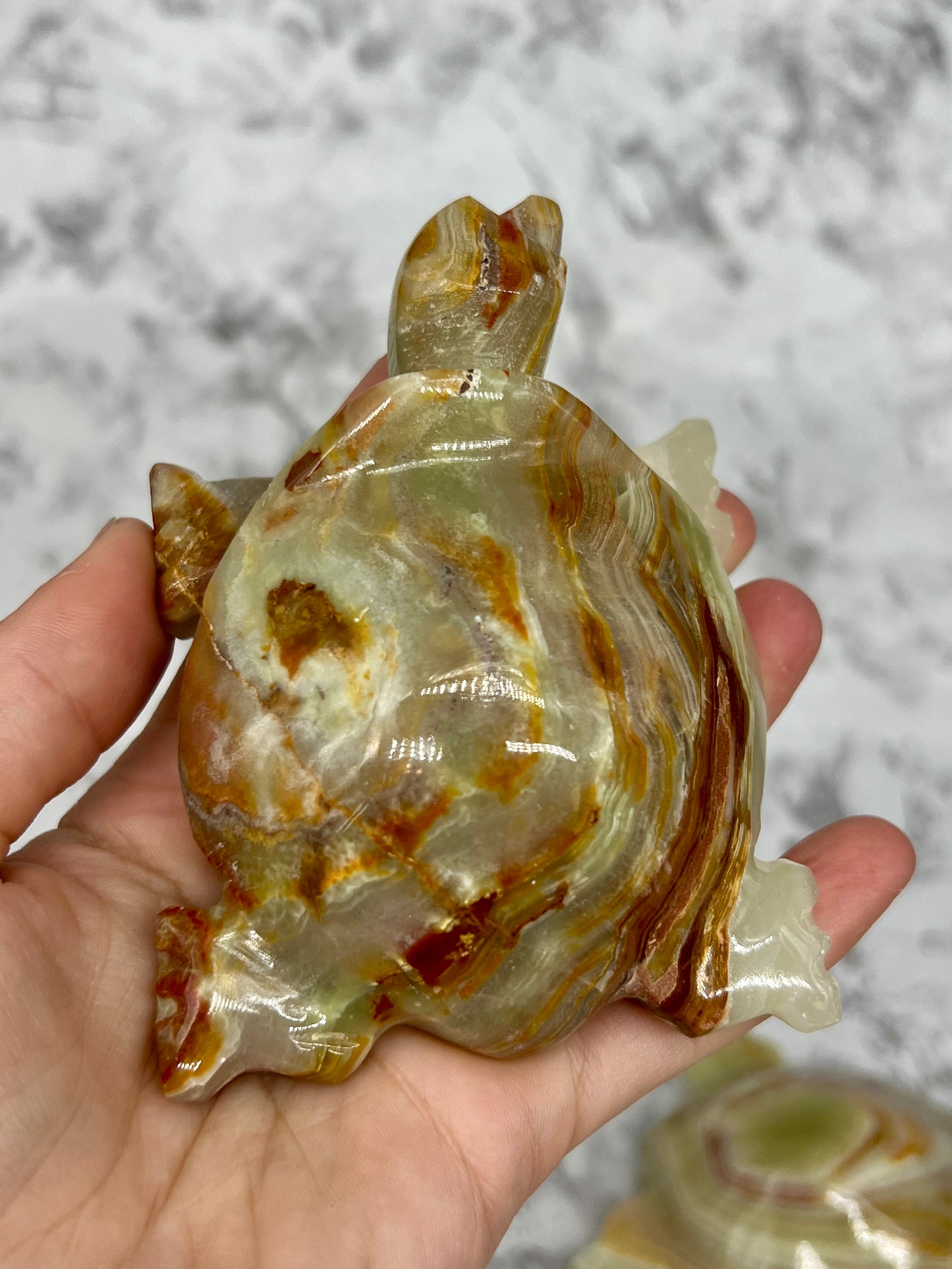 Green Onyx Turtle Carving