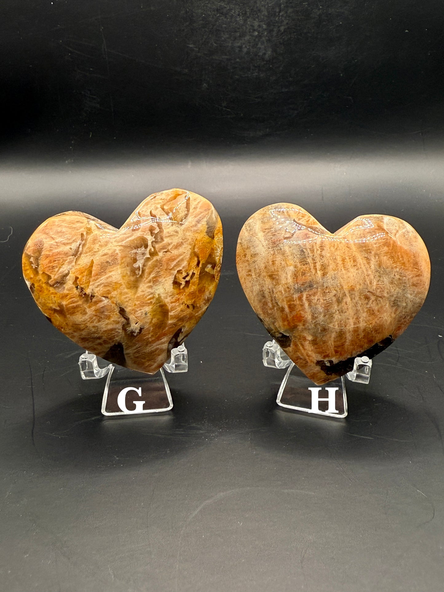Orange Moonstone and Smokey Quartz Heart