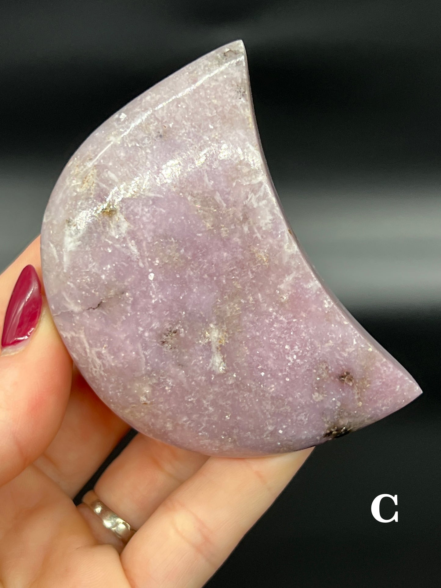 Lepidolite Moon Carving