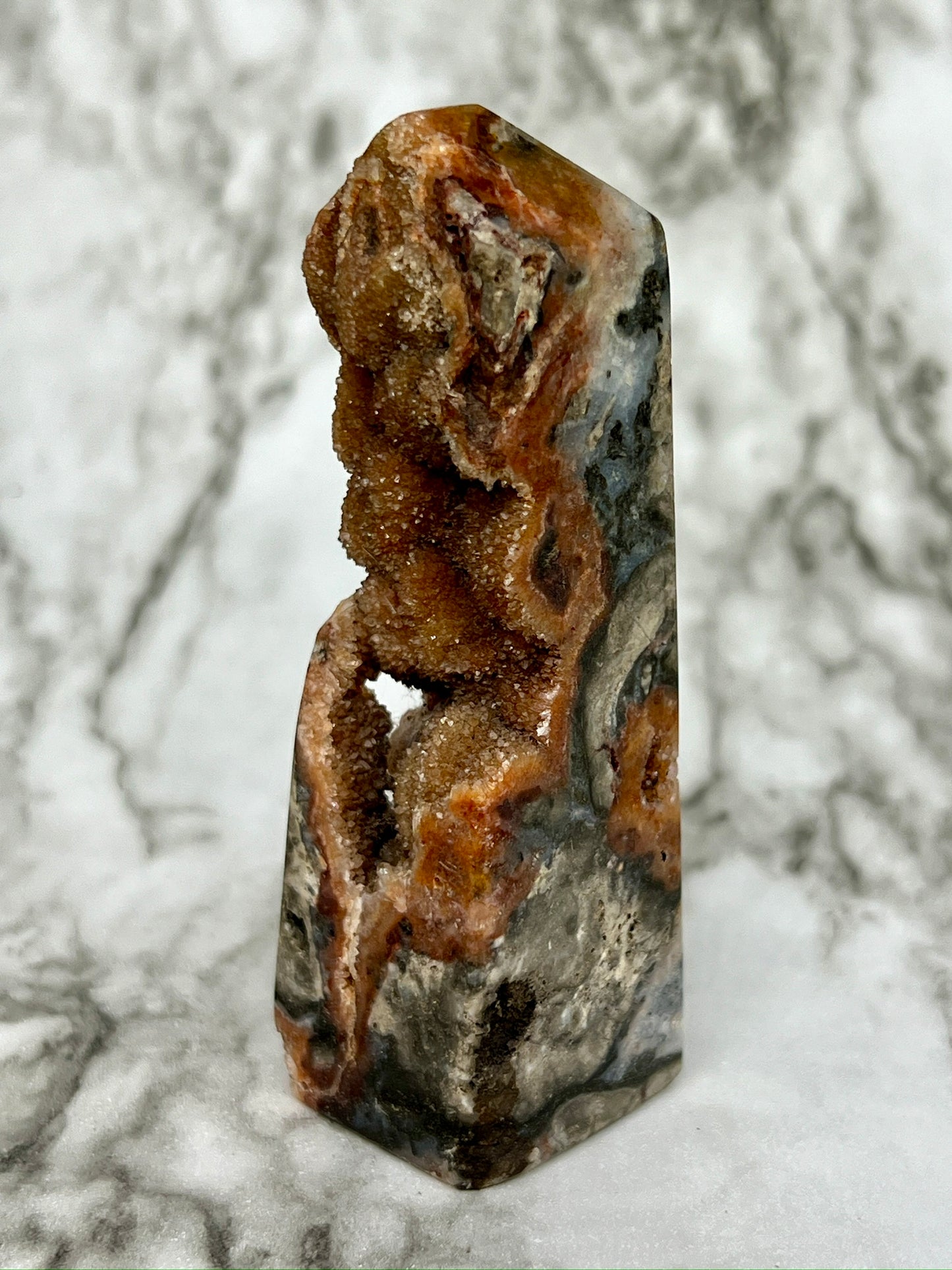 Red Druzy Sphalerite & Quartz Tower