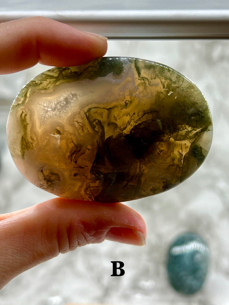 Moss Agate Palm Stone