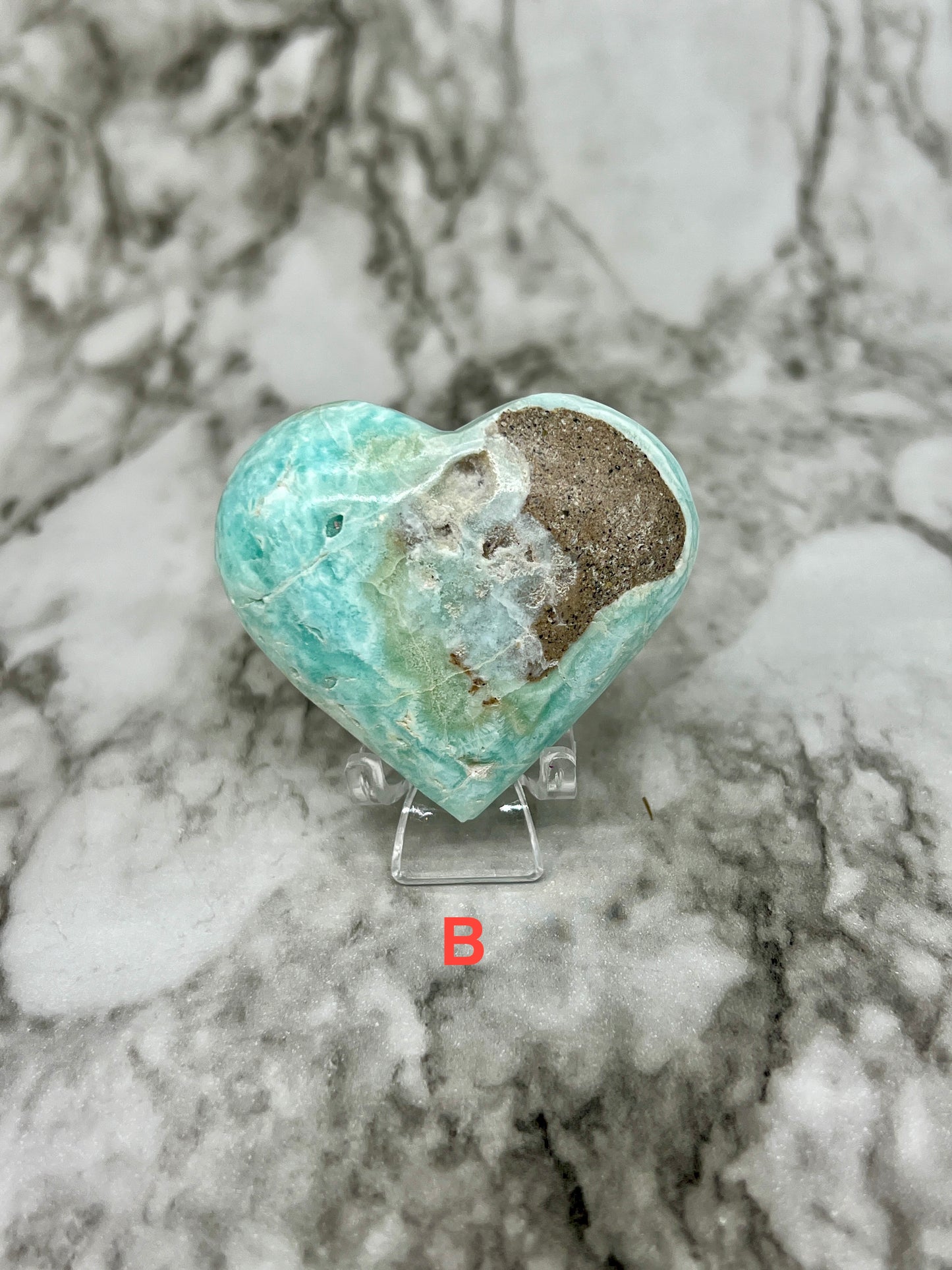 Blue Aragonite & Smithsonite Heart