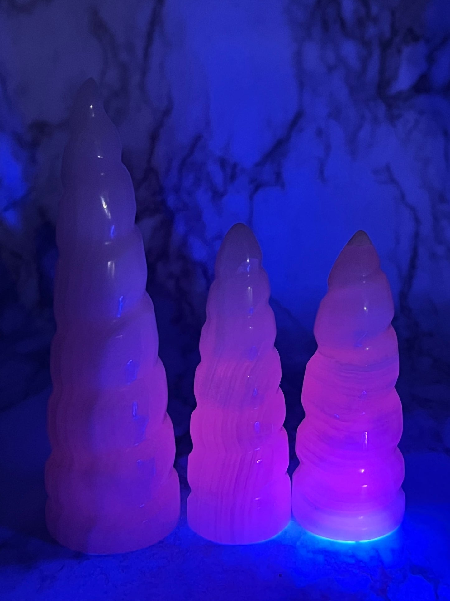 UV-Reactive Pink Mangano Flame / Unicorn Horn Carving