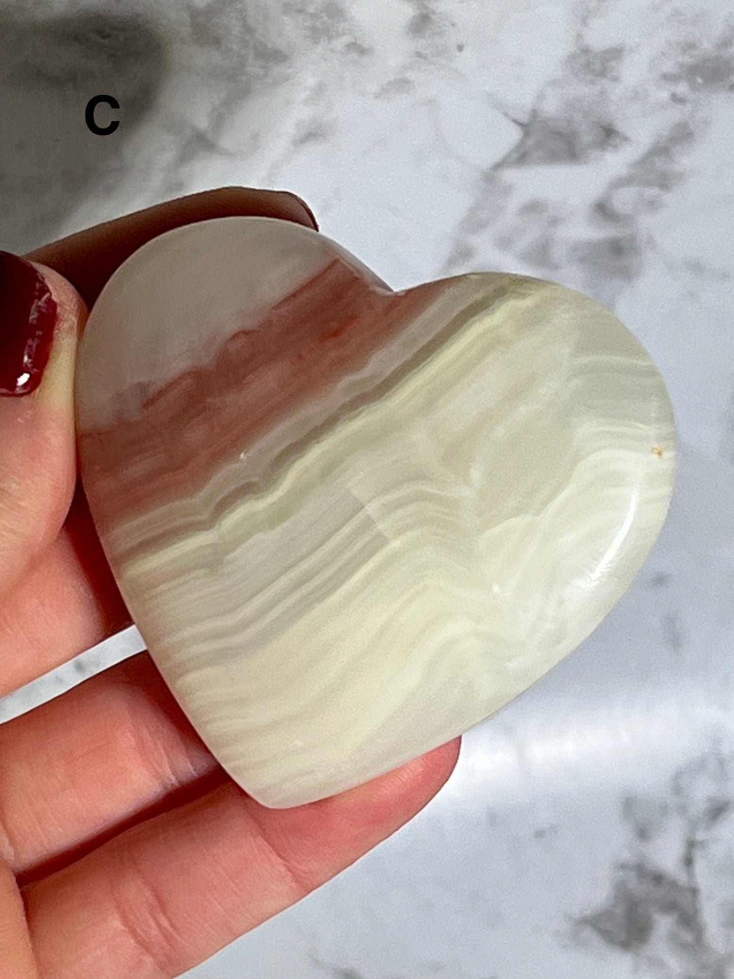 Pink Banded Onyx Heart