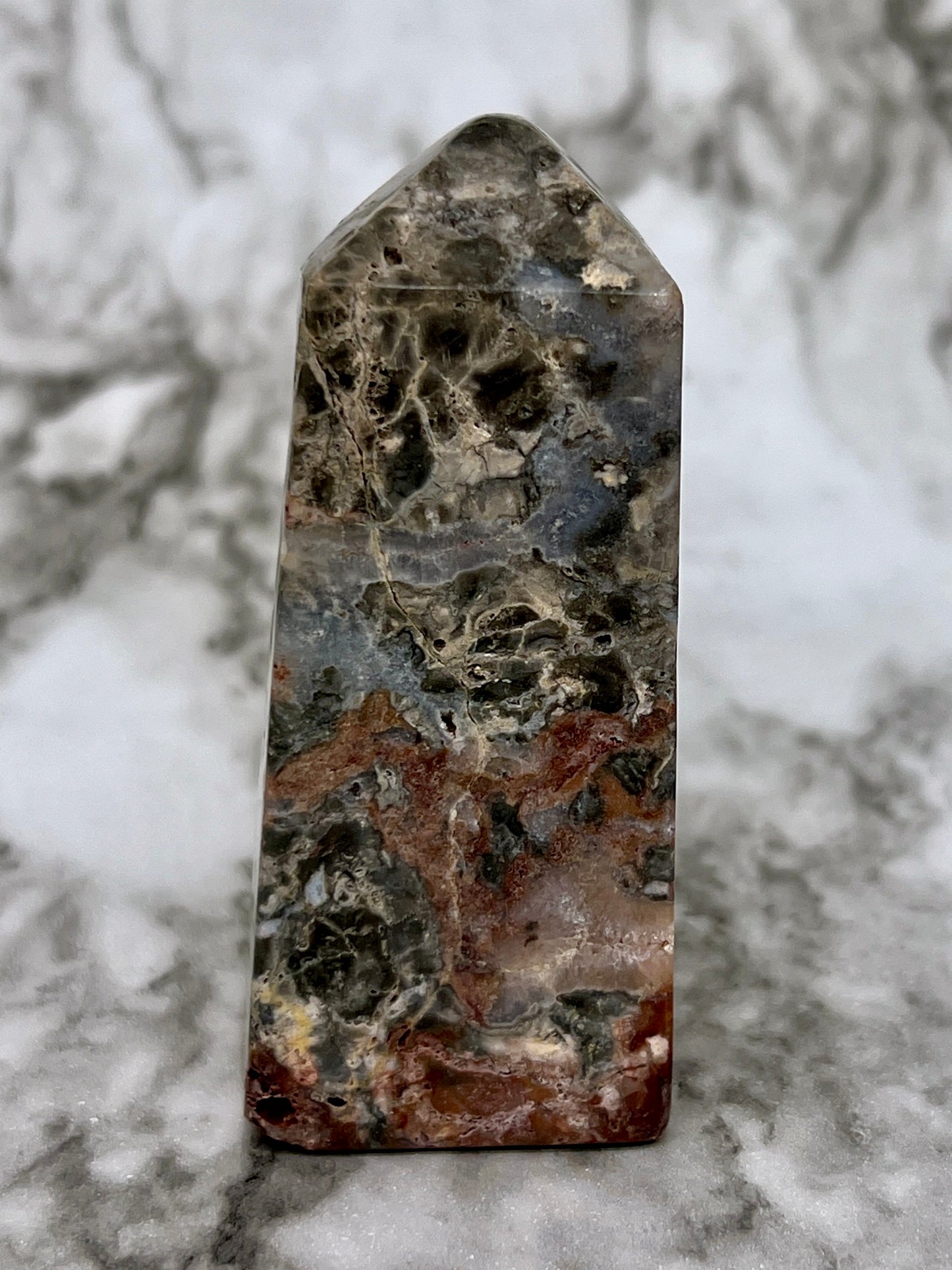 Red Druzy Sphalerite & Quartz Tower