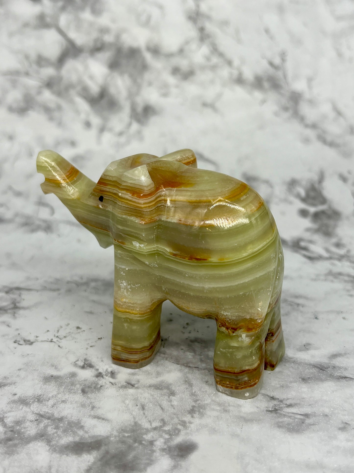 Green Onyx Elephant Carving